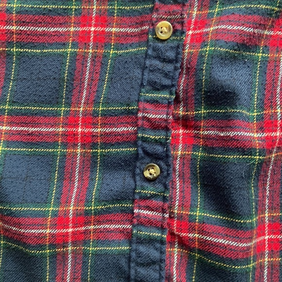 Hollister Navy Blue and Red Long Plaid Flannel Shirt - Picture 5 of 6